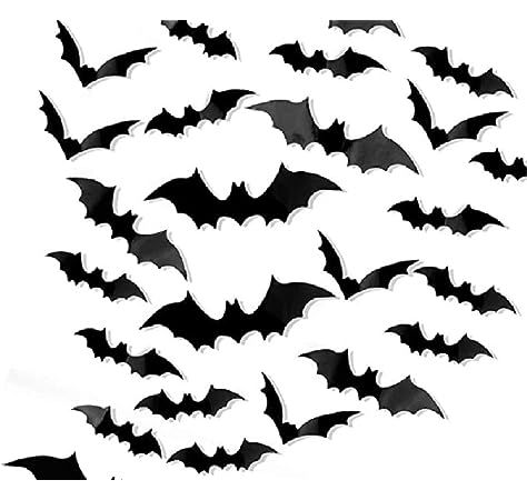 Halloween Bats Wall Decor, Fntacetik 60 Pcs Bats Halloween Decorations Window Clings Wall Decals ... | Amazon (US)