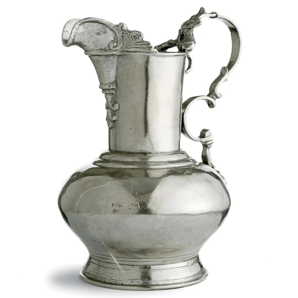 Vintage French Silver Pewter Fluted Pitcher | Kathy Kuo Home