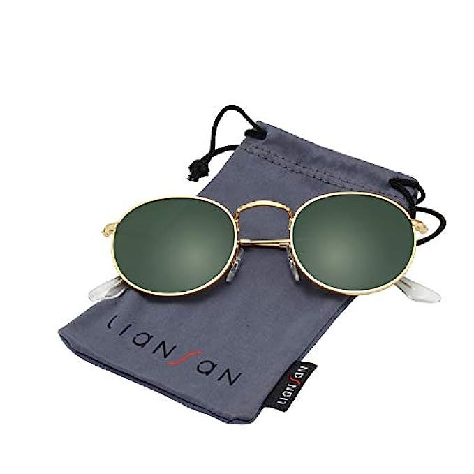 LianSan Classic Metal Frame Round Circle Mirrored Sunglasses Men Women Glasses 3447 … | Amazon (US)