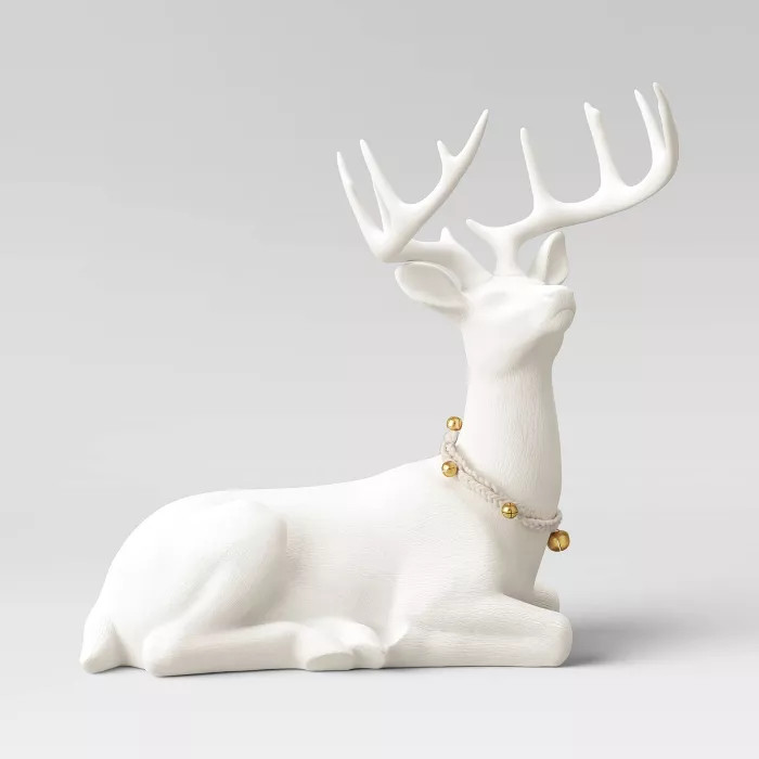 Large White Flocked Sitting Deer - Threshold™ | Target