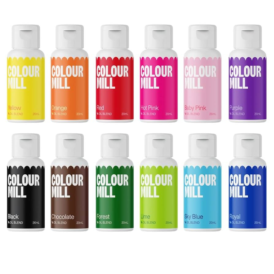 Colour Mill Kickstarter-Pack Oil-Based Food Coloring, 20 Milliliters Each of 12 Colors: Baby Pink... | Amazon (US)