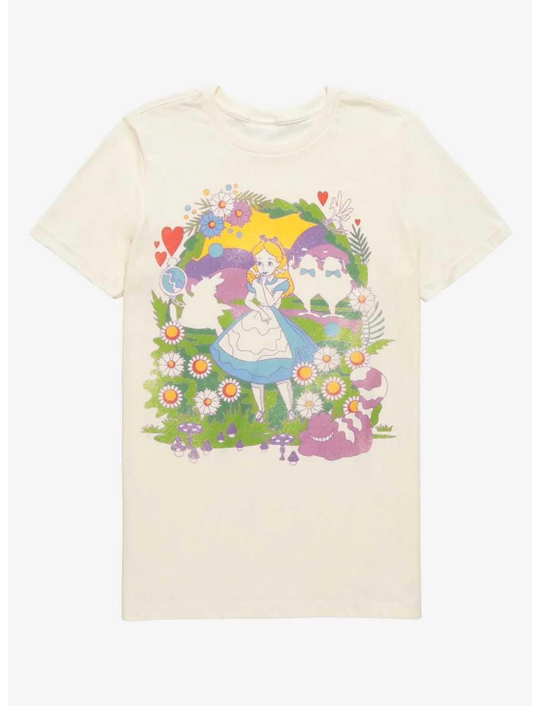 Disney Alice In Wonderland Colorful Collage Boyfriend Fit Girls T-Shirt | Hot Topic