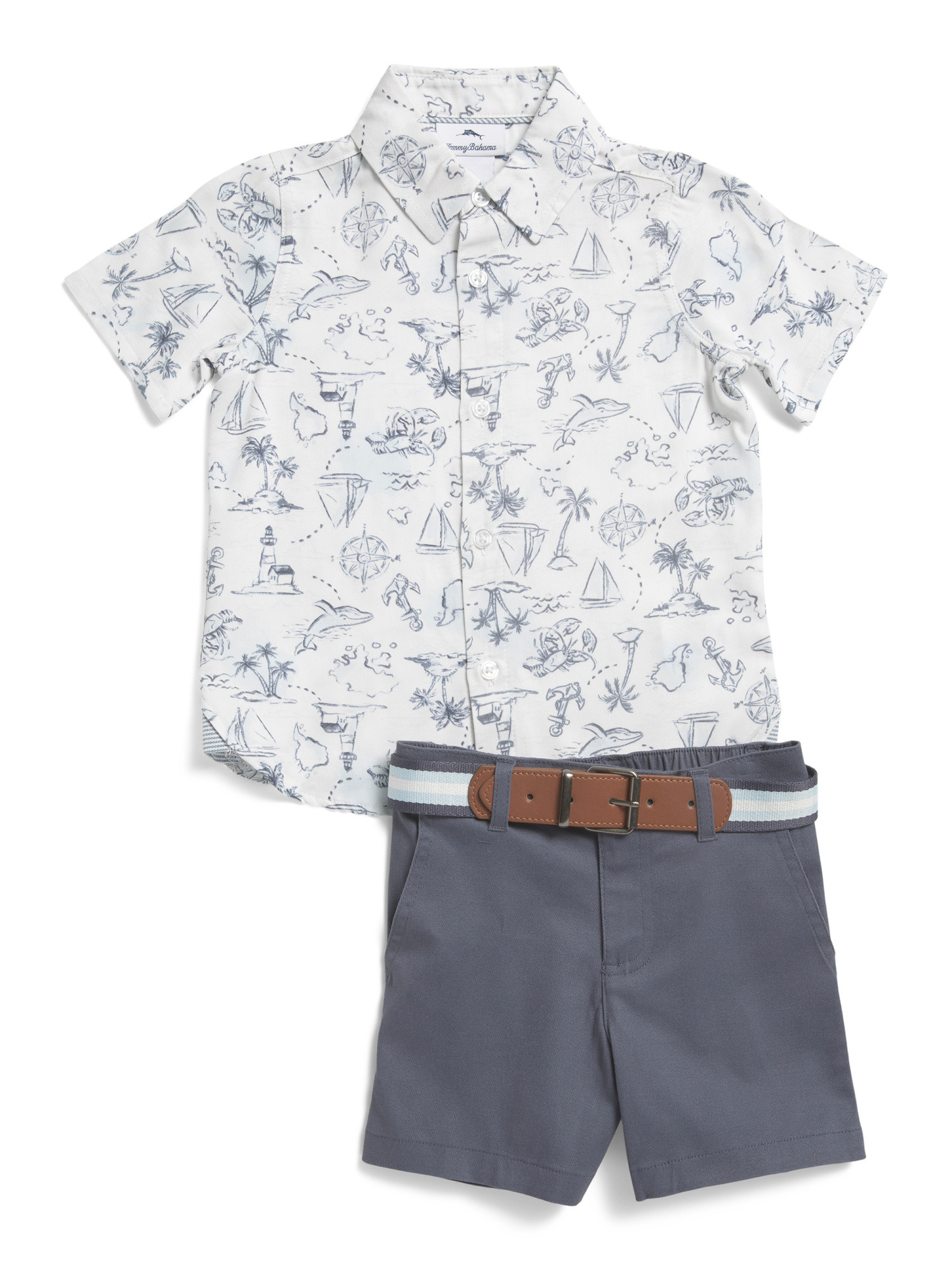 Toddler Boys 2pc Nautical Print Button Up With Shorts Set | TJ Maxx