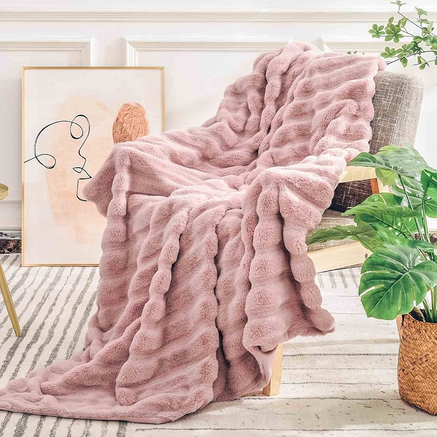 NEXHOME PRO Faux Fur Throw Blanket Pink, Luxury Soft Decorative Cozy Plush Long Shaggy Fluffy Bla... | Amazon (US)