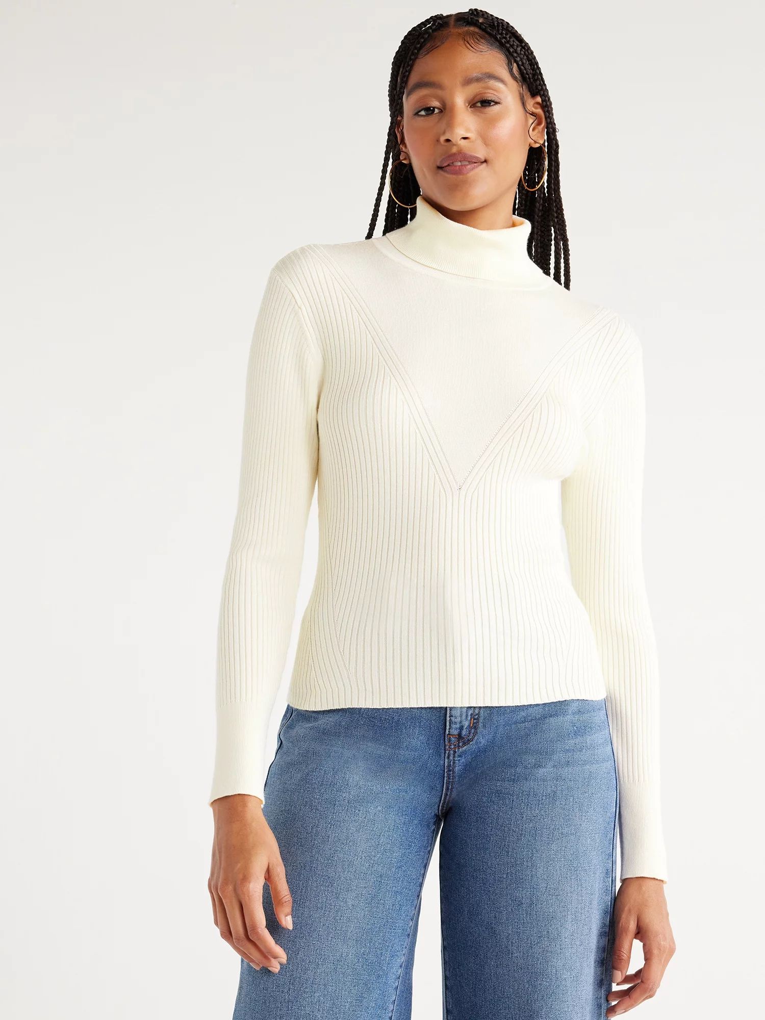 Scoop Women’s Rib Knit Turtleneck Sweater, Sizes XS-XXL - Walmart.com | Walmart (US)