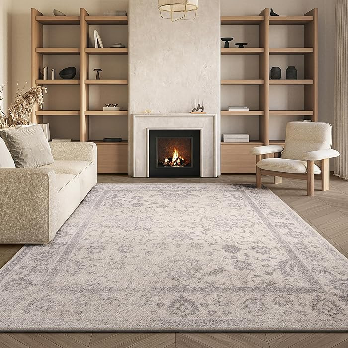 SAFAVIEH Area Rug 8x10 - Adirondack Collection - Large - Ivory & Silver, Distressed Vintage Flora... | Amazon (US)
