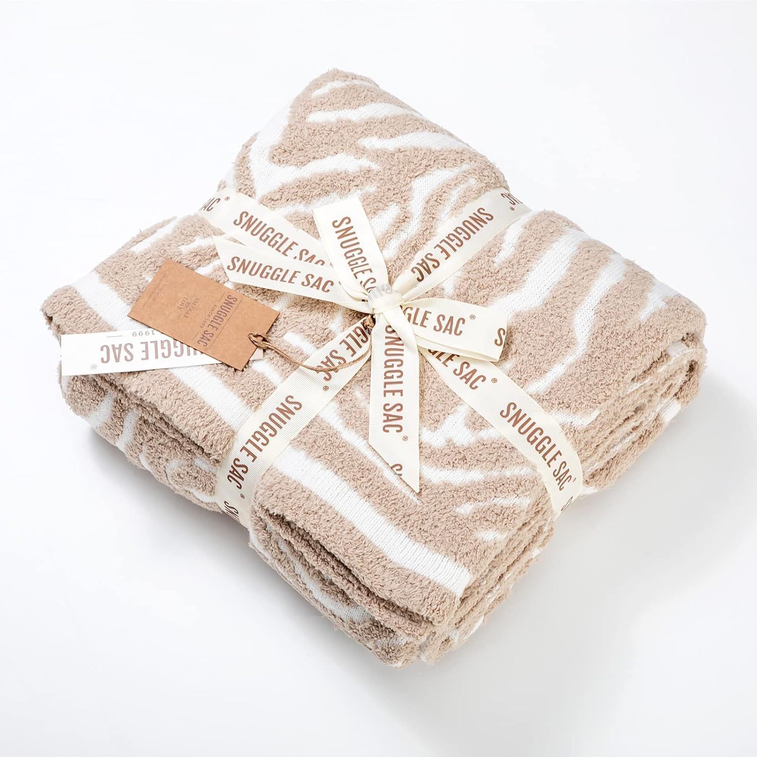 Snuggle Sac Beige Throw Blanket Reversible Zebra Print Knitted Textured Throw Blanket Farmhouse S... | Amazon (US)