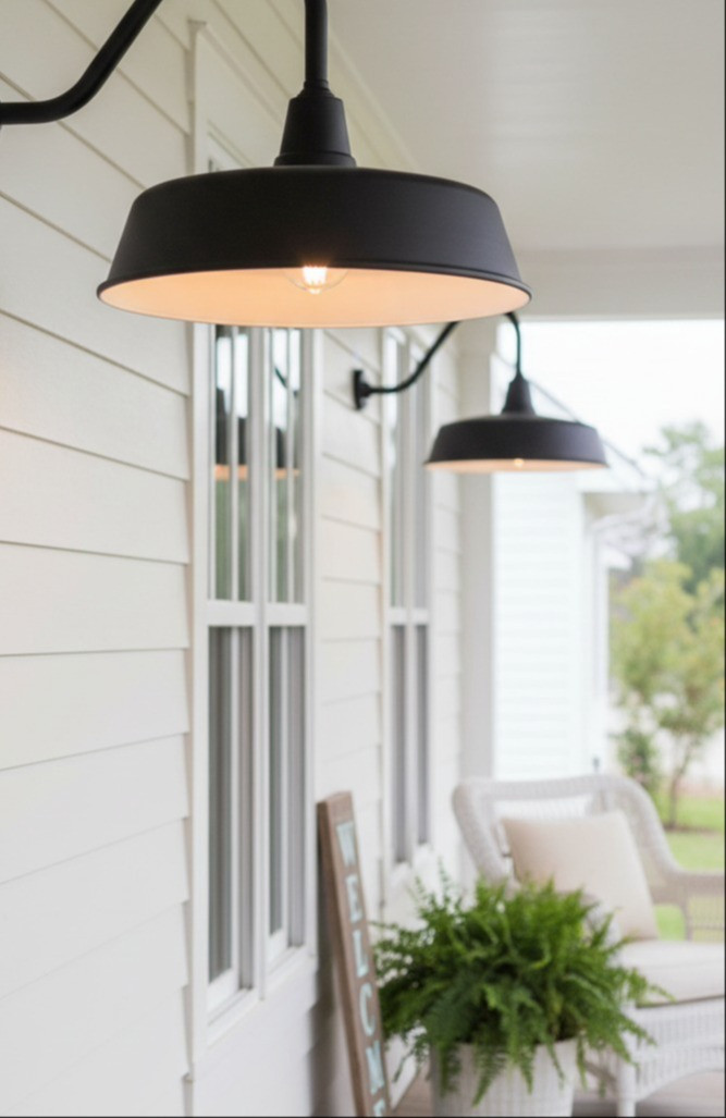 These outdoor barn lights add a touch of vintage style to any space. Perfect as rustic outdoor lighting, these gooseneck lights provide ample downlighting. 

 #farmhouse #vintagelighting #LTKSeasonal #LTKHome #LTKSaleAlert