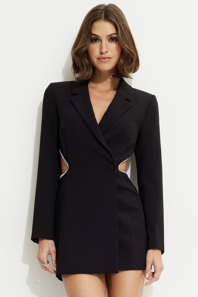 Open Back Rhinestone Romper | Dynamite Clothing