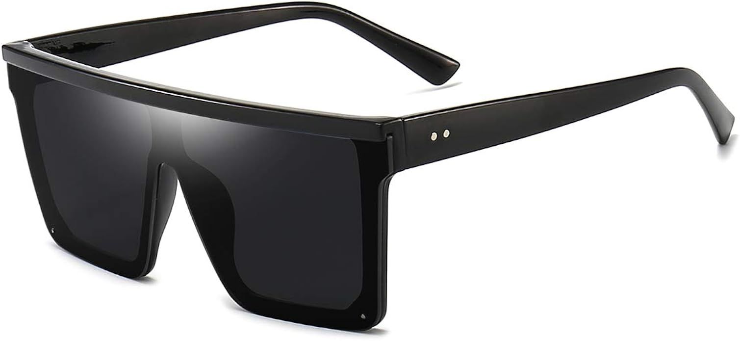 Dollger Square Oversized Sunglasses for Women Men Fashion Flat Top Big Black Frame Shades | Amazon (US)