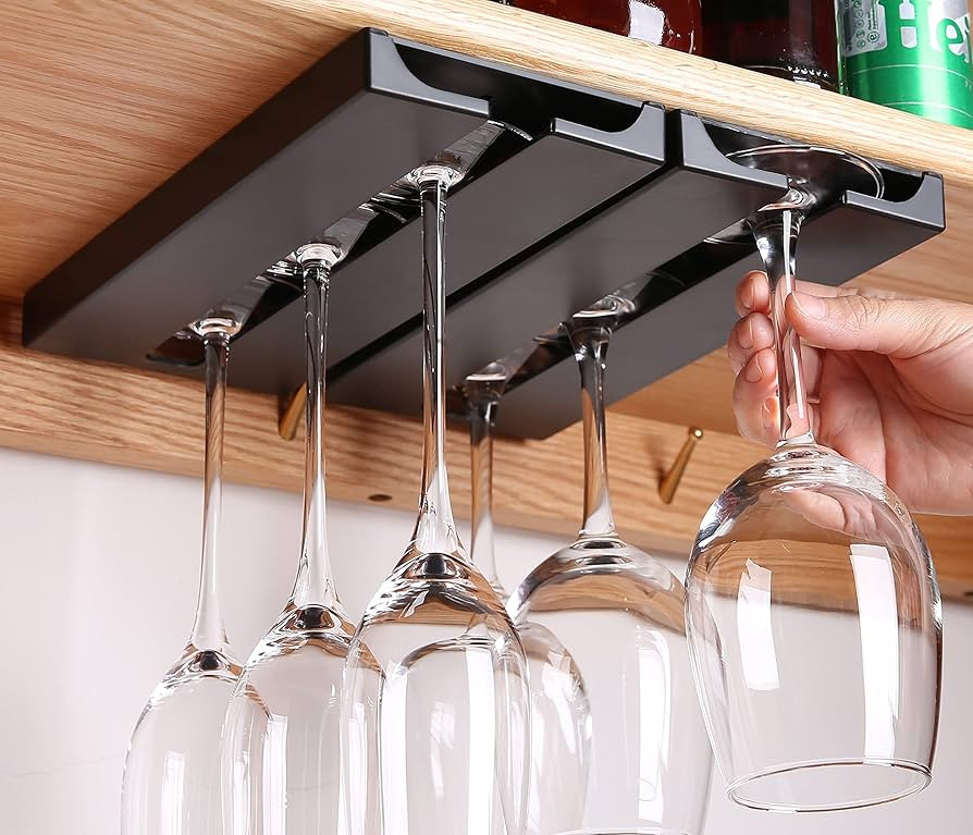 Wine Glass Holder Under Shelf Cabinet Wine Glass Rack Plastic Stemware Rack Glassware Drying Stor... | Amazon (US)