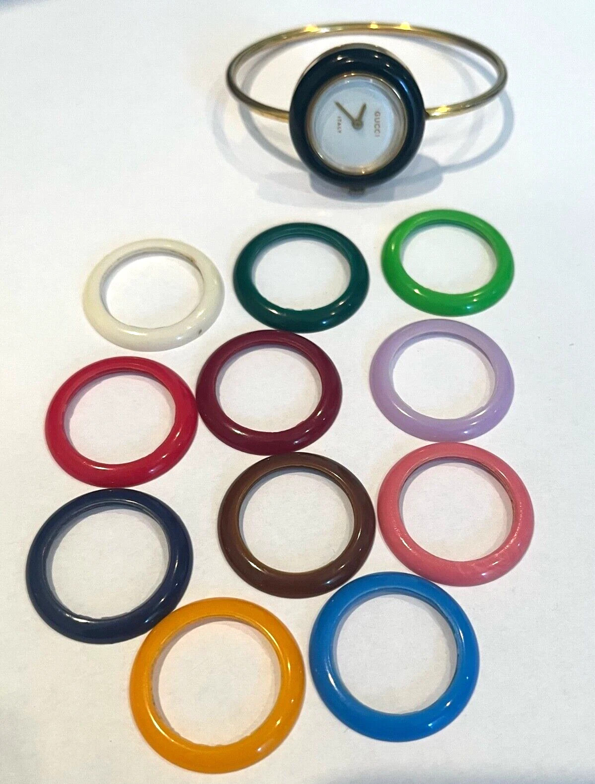 Vintage Gucci Interchangeable Bezel Gold Tone Watch w 12 Bezels - Works! NR!  | eBay | eBay US