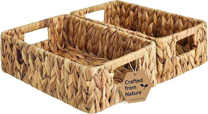 StorageWorks Water Hyacinth Baskets, Small Wicker Baskets for Organizing in Living Room and Shelf... | Amazon (US)