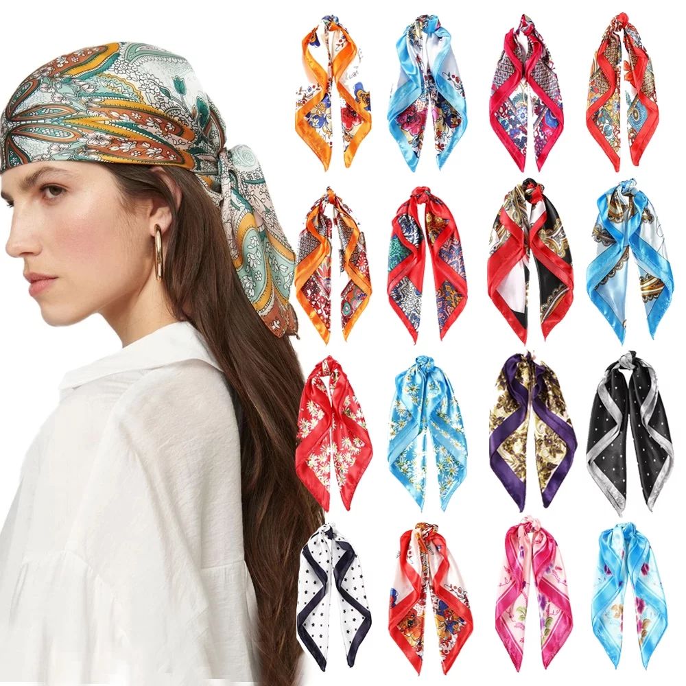 10PCS（Random color）Multi Printed Square Scarf for Women Satin Scarf Silk Feeling Head Hair Sc... | Walmart (US)