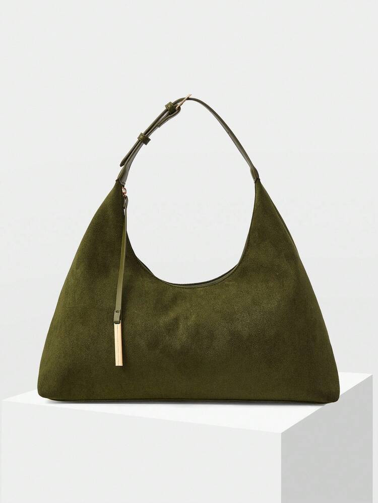 MOTF PREMIUM SOLID SUEDE OVERSIZED BUCKET SHOULDER BAG, PERFECTLY MATCHING WITH FALL OUTFITS WOMEN | SHEIN