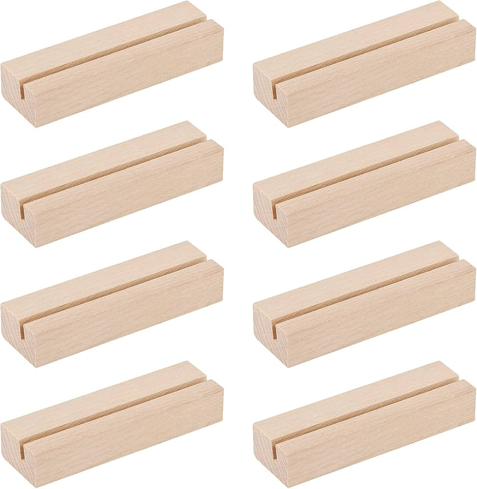 Generic 8-Piece Wooden Place Card Holders, Rustic Table Number Stands, Wooden Sign Holders for We... | Amazon (US)