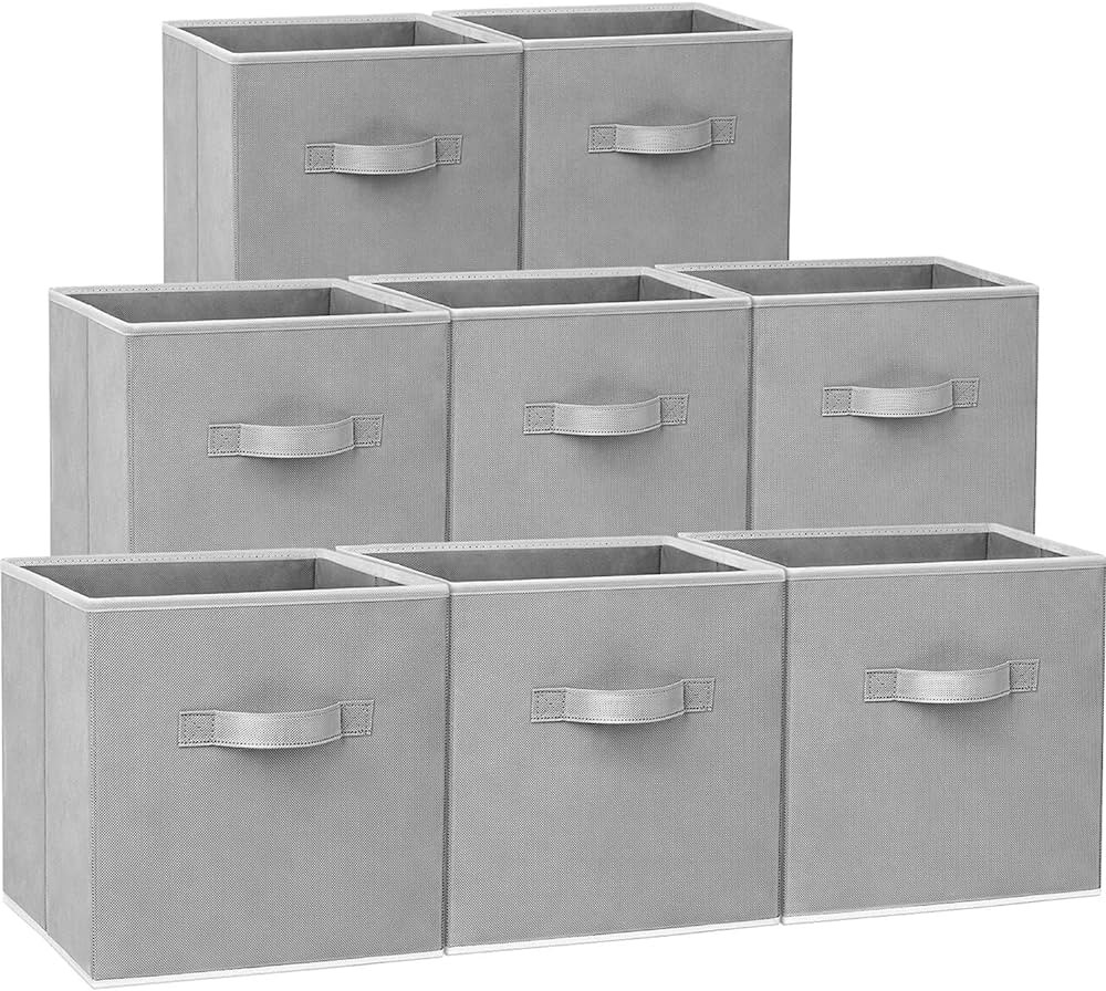 Storage Cubes, 11 Inch Cube Storage Bins (Set of 8), Fabric Collapsible Storage Bins with Dual Ha... | Amazon (US)