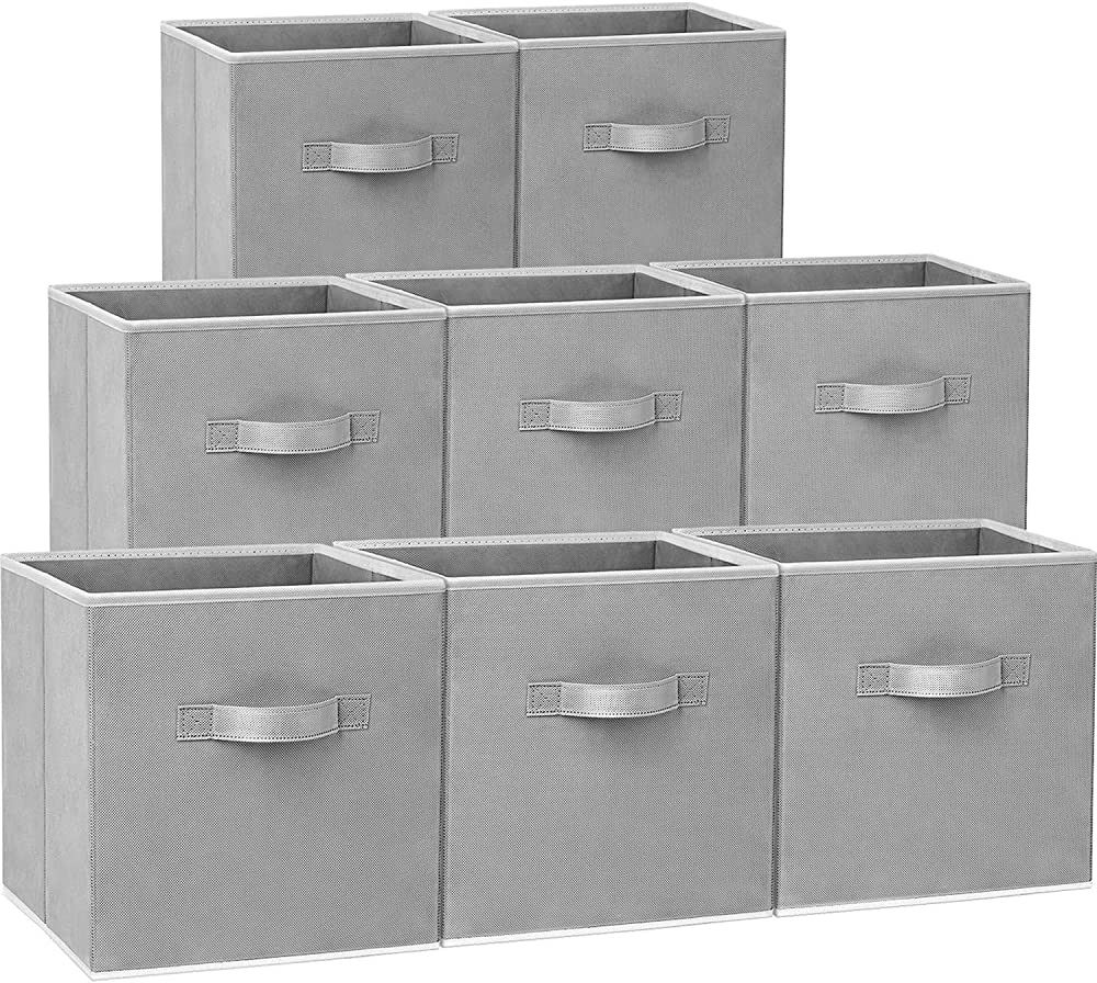 Storage Cubes, 11 Inch Cube Storage Bins (Set of 8), Fabric Collapsible Storage Bins with Dual Ha... | Amazon (US)