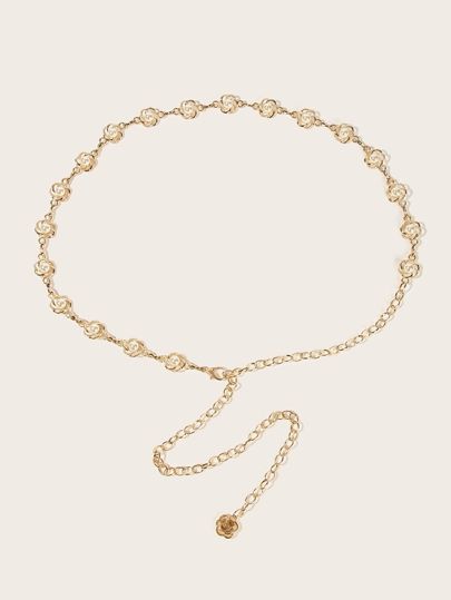 Faux Pearl Embellished Chain Belt | SHEIN