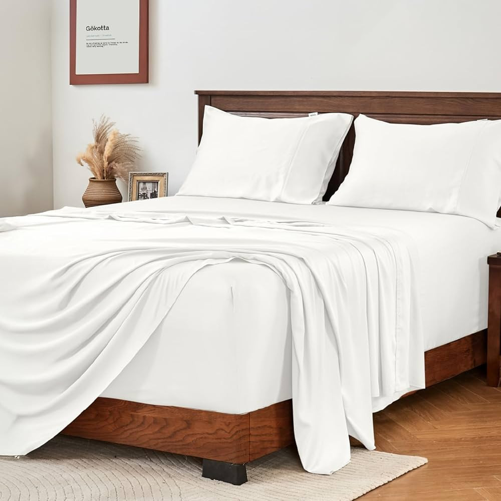 GOKOTTA 4-Pcs Queen Sheet Set, 100% Rayon Derived from Bamboo, 18"-24" Extra Deep Pocket Queen Sh... | Amazon (US)