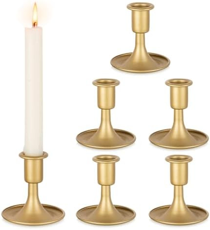 Gold Taper Candle Holder Vintage: Small Candle Sticks Holder Decor Brass Candlestick Holders for ... | Amazon (US)