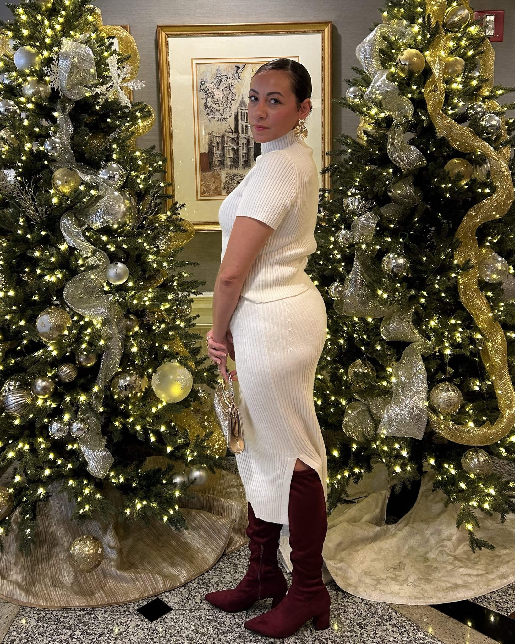 This Beige two piece ribbed set is so comfortable! My favorite way to style it is with knee high boots 💖

Ribbed Mock neck short sleeve top & Midi Skirt paired with knee high boots. The skirt and the top have some stretch to it. I suggest doing your hair and make up before putting on the top. The mock neck has a narrow stretch for when putting it on. 

#LTKootd #LTKHoliday #LTKMidsize