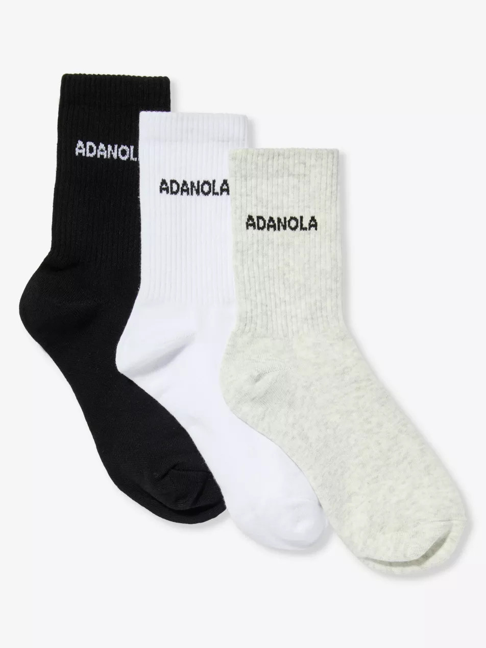 Logo-intarsia ribbed pack of three organic-cotton-blend socks | Selfridges