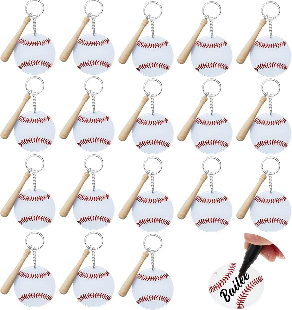 Taiyin 18 Set Baseball Softball Acrylic Keychain for Sublimation Vinyl Sticker DIY Crafting Keych... | Amazon (US)