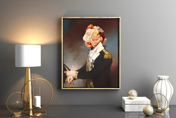 Surreal Art Altered Vintage Portrait Painting Print Downloadable Prints, Fine Art Collage Art Ecl... | Etsy (US)