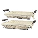 Stonebriar 2pc Rectangle Metal Serving Basket Set with Decorative Fabric Lining, Rustic Serving Tray | Amazon (US)
