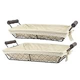 Stonebriar 2pc Rectangle Metal Serving Basket Set with Decorative Fabric Lining, Rustic Serving Tray | Amazon (US)