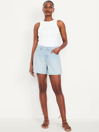 Curvy High-Waisted Baggy Jean Shorts -- 5-inch inseam | Old Navy | Old Navy (US)