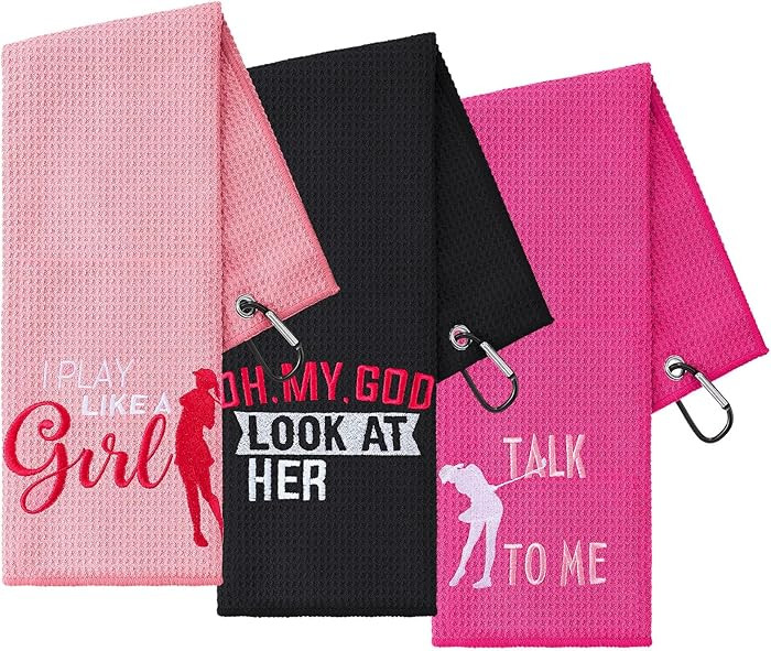 Moukeren 3 Pcs Funny Womens Golf Towels Microfiber Christmas Embroidered Ball Towel with Clip for... | Amazon (US)