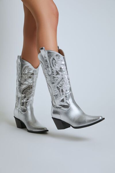 Embroidered Metallic Cowboy Boots | Forever 21