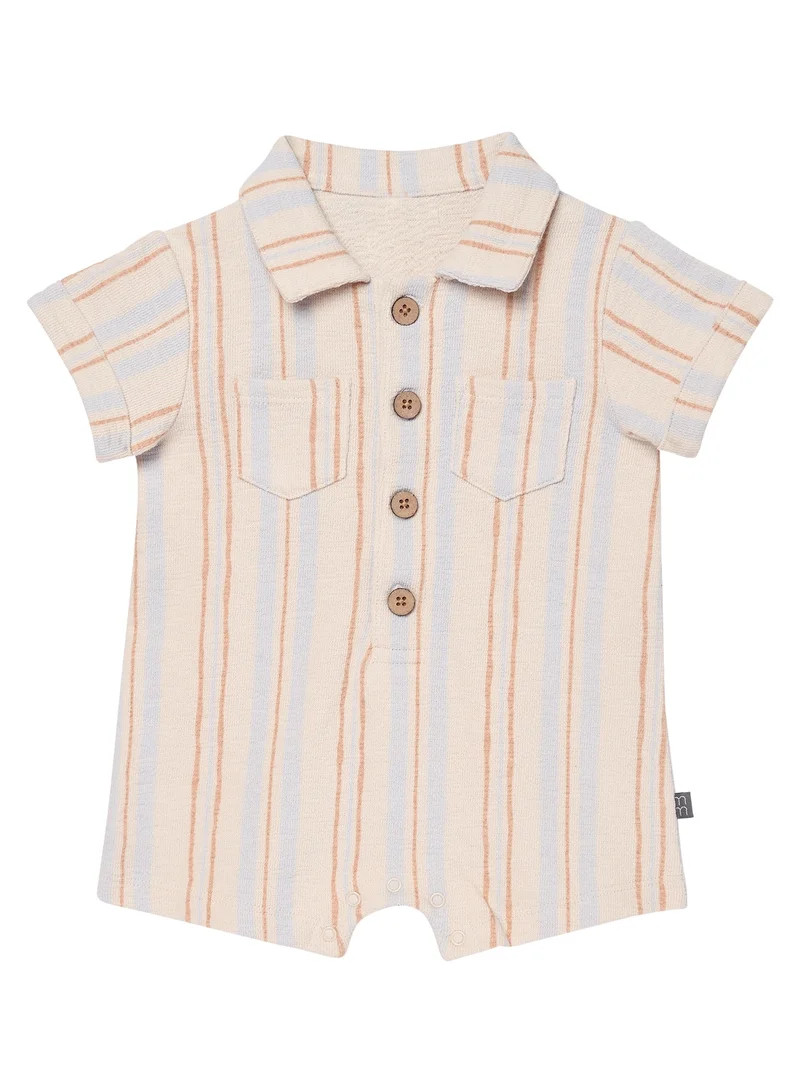 Modern Moments by Gerber Baby Boy Slouch Henley Romper, Sizes 0/3 Months - 24 Months | Walmart (US)