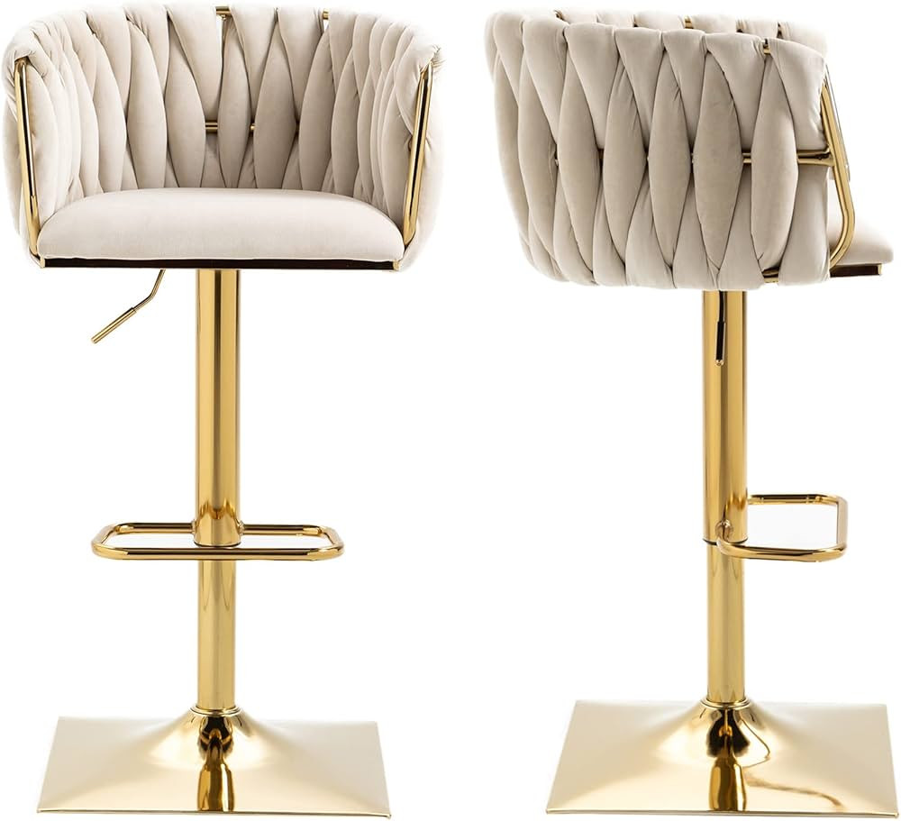 Kakotito 360° Low-Back Bar Stools with Footrest, Retro Stool Bar with Adjustable Height, Vintage... | Amazon (US)