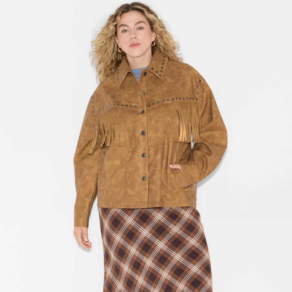 Women's Faux Suede Fringe Jacket - Wild Fable™ Brown | Target