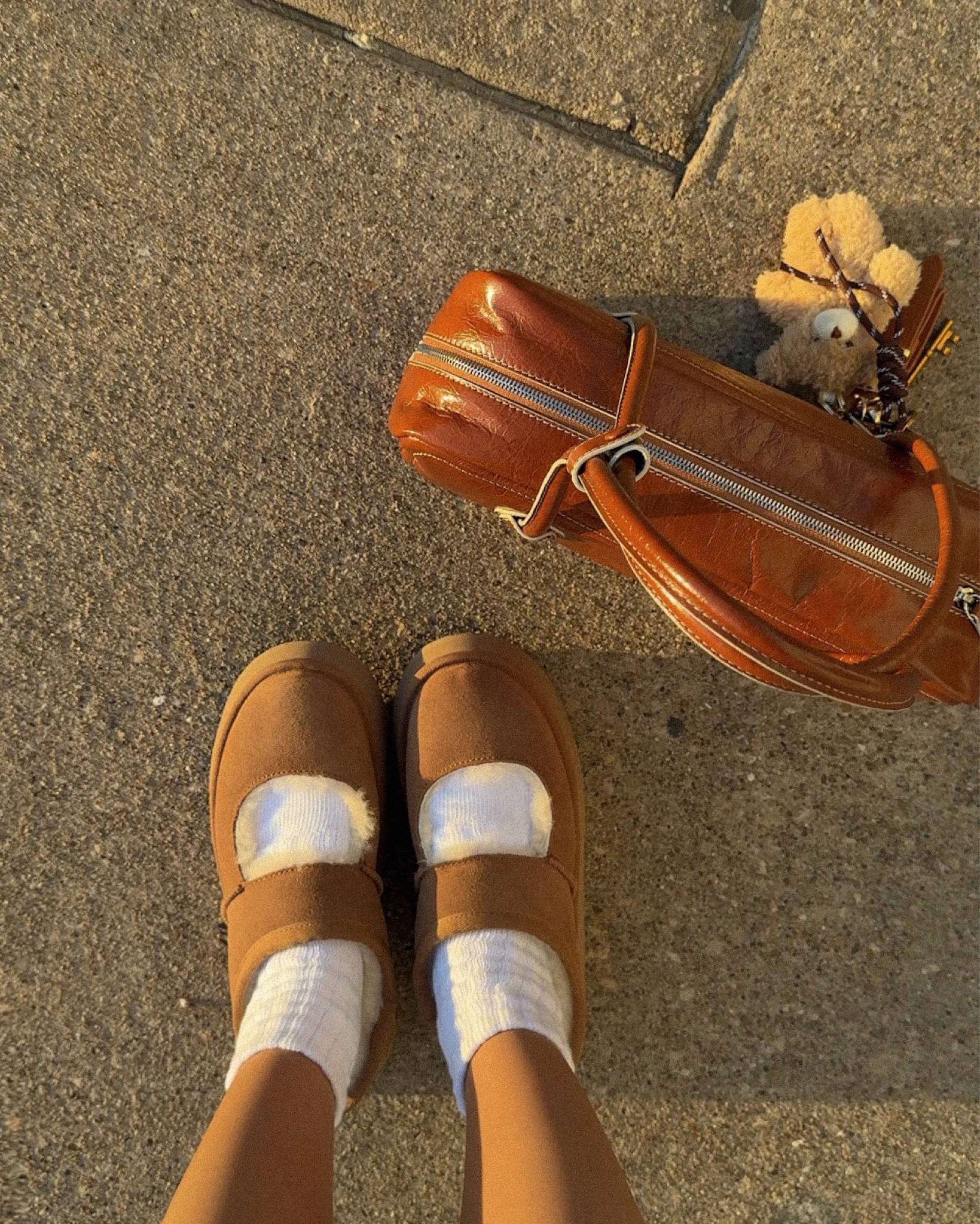 bag is in the color brown crinkle