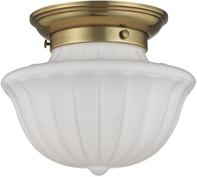 Hudson Valley Lighting Dutchess 1-Light Small Flush Mount - Aged Brass Finish with White Glass Sh... | Amazon (US)