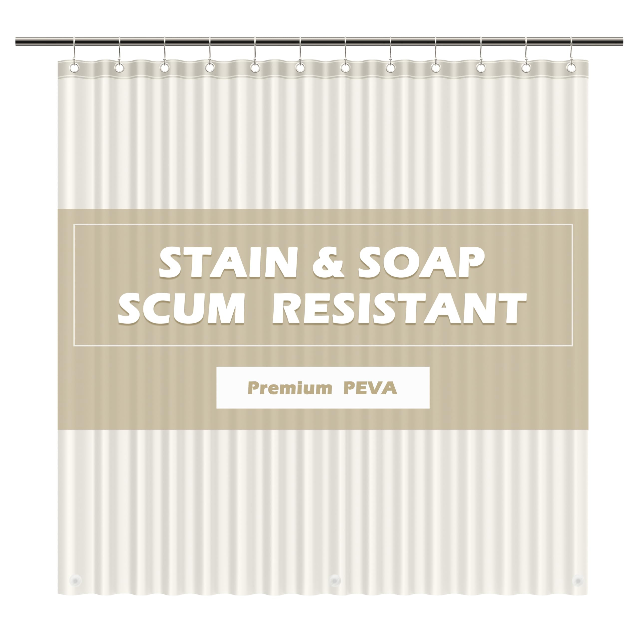 EHZNZIE Shower Curtain Liner Light Weight PEVA, Shower Liner 72x72 Inches, Waterproof, No Chemica... | Amazon (US)