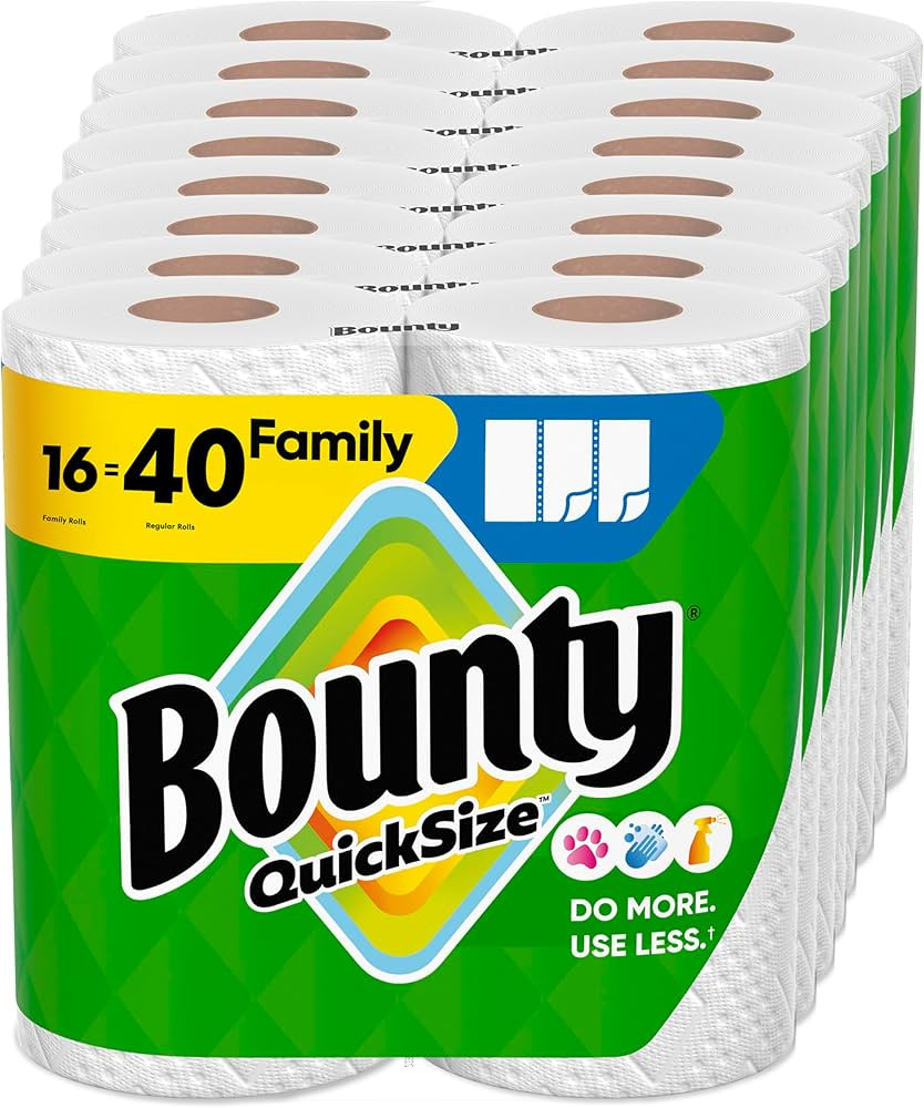 Bounty Paper Towels Quick Size, White, 16 Family Rolls = 40 Regular Rolls (Packaging May Vary) | Amazon (US)