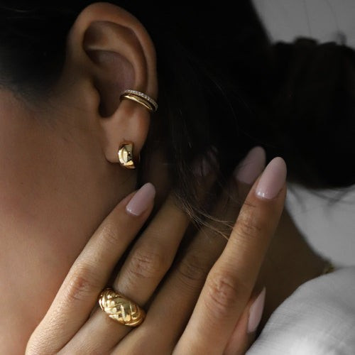 LUXE Chunky Huggie Hoop Earrings - Gold | Orelia London