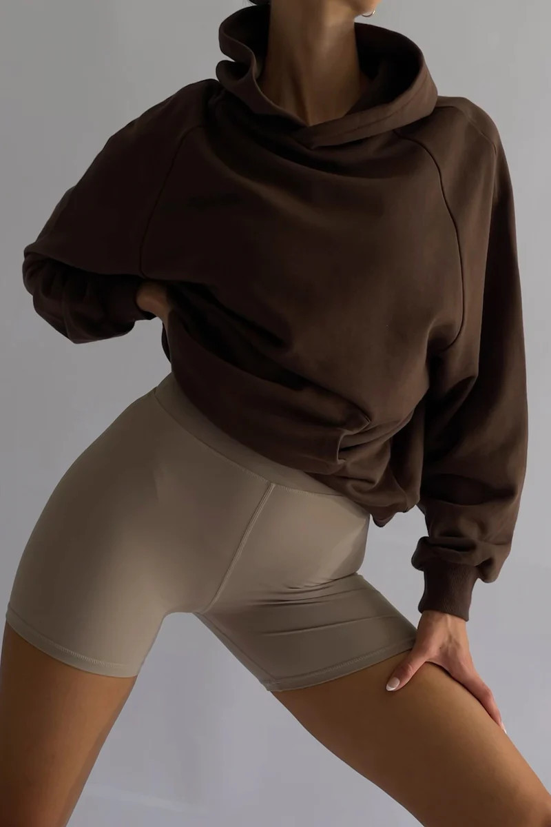 Monika Loopback Oversized Hoodie - Chocolate | MESHKI US