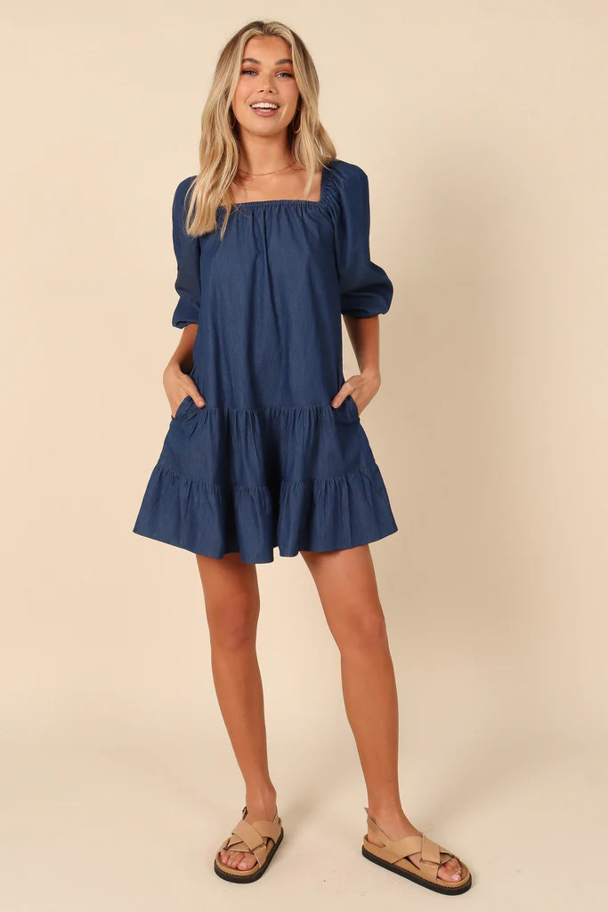 Jonie Mini Dress - Dark Blue Chambray | Petal & Pup (US)