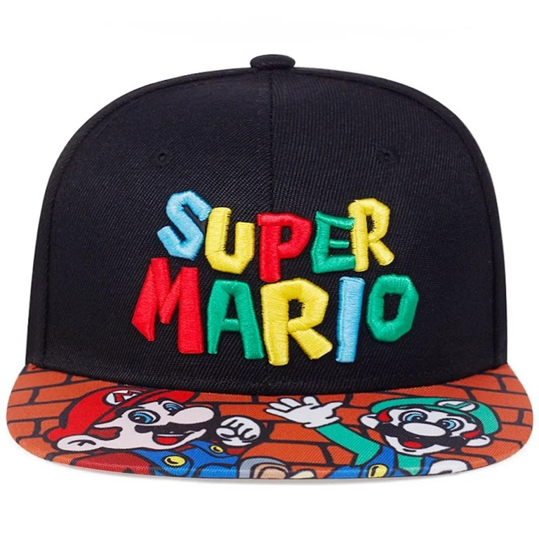 Super Mario Logo Adjustable Black Snapback Baseball Cap Hat | Walmart (US)