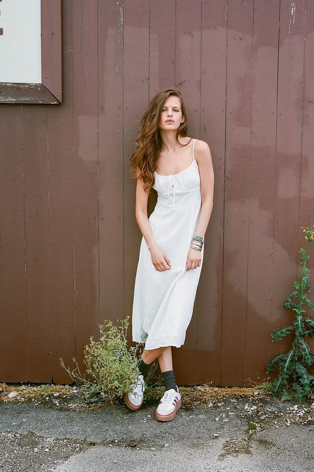 UO Kamaryn Tie-Front Midi Dress | Urban Outfitters (US and RoW)