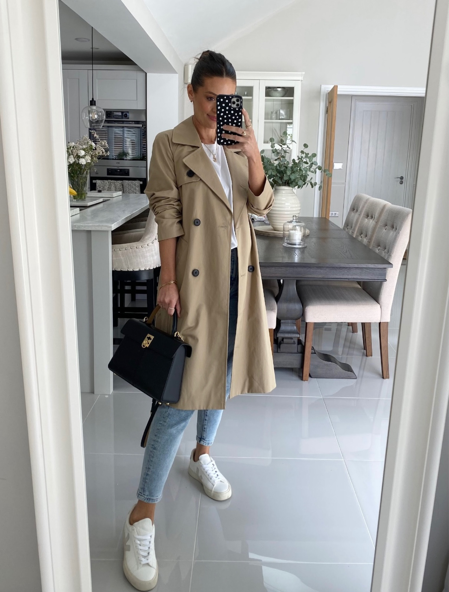 Spring style, spring fashion, outfit inspiration, trench coat, straight leg jeans, skinny jeans, White Cos T-shirt, Veja trainers 

#LTKstyletip #LTKSeasonal #LTKeurope