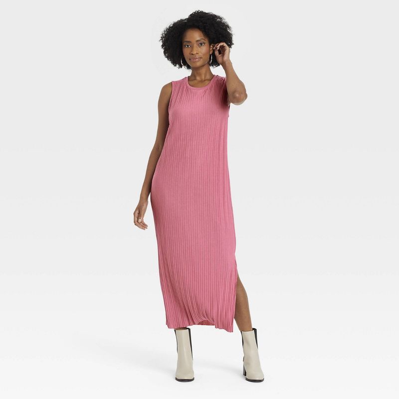 Women&#39;s Sleeveless Plisse Knit Dress - A New Day&#8482; Black XS | Target