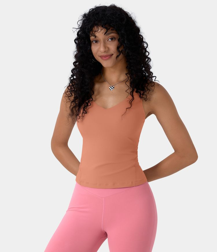 Women’s Softlyzero™ Plush Padded V Neck Plain Tank Top - Halara | HALARA
