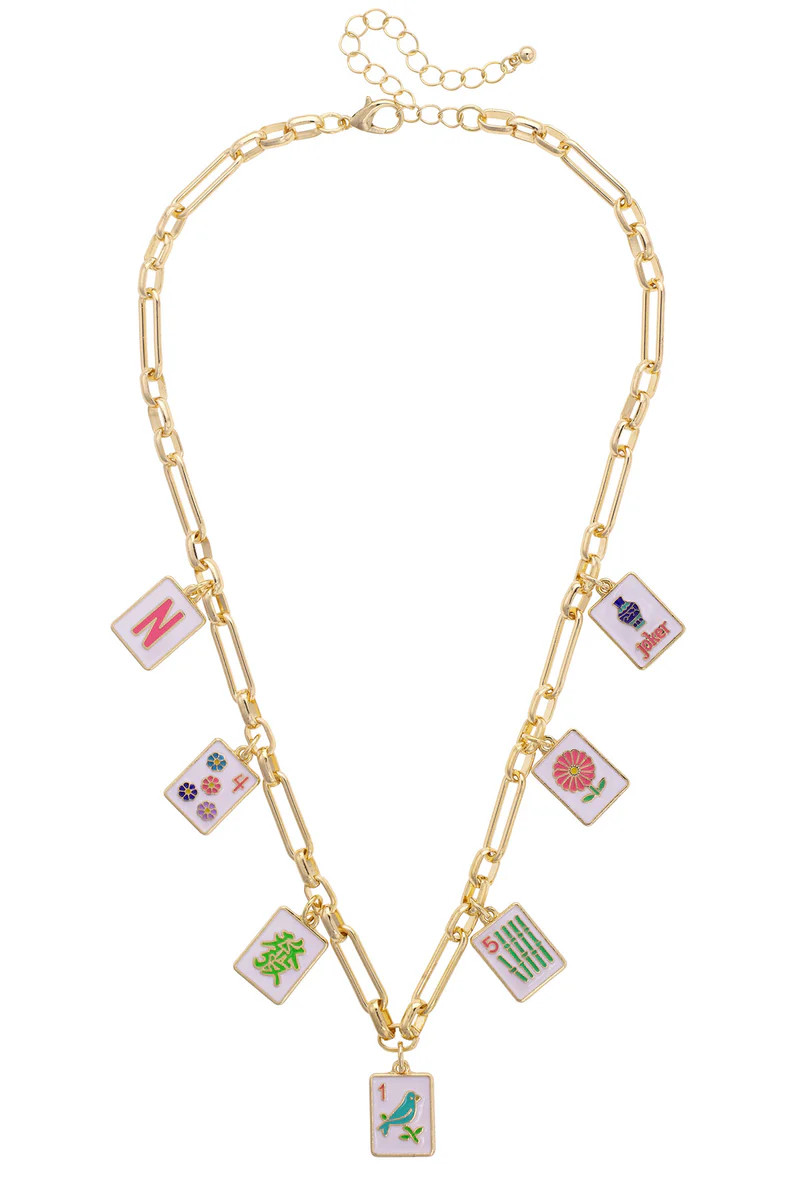 PREORDER 1/2: Going Mahjong! Enamel Charm Necklace in Multi | CANVAS